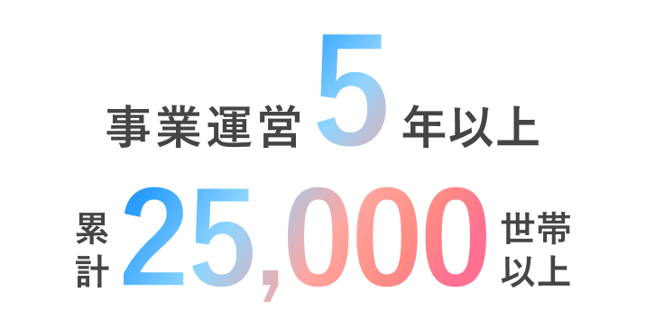 事業運営5年以上 累計25,000世帯以上